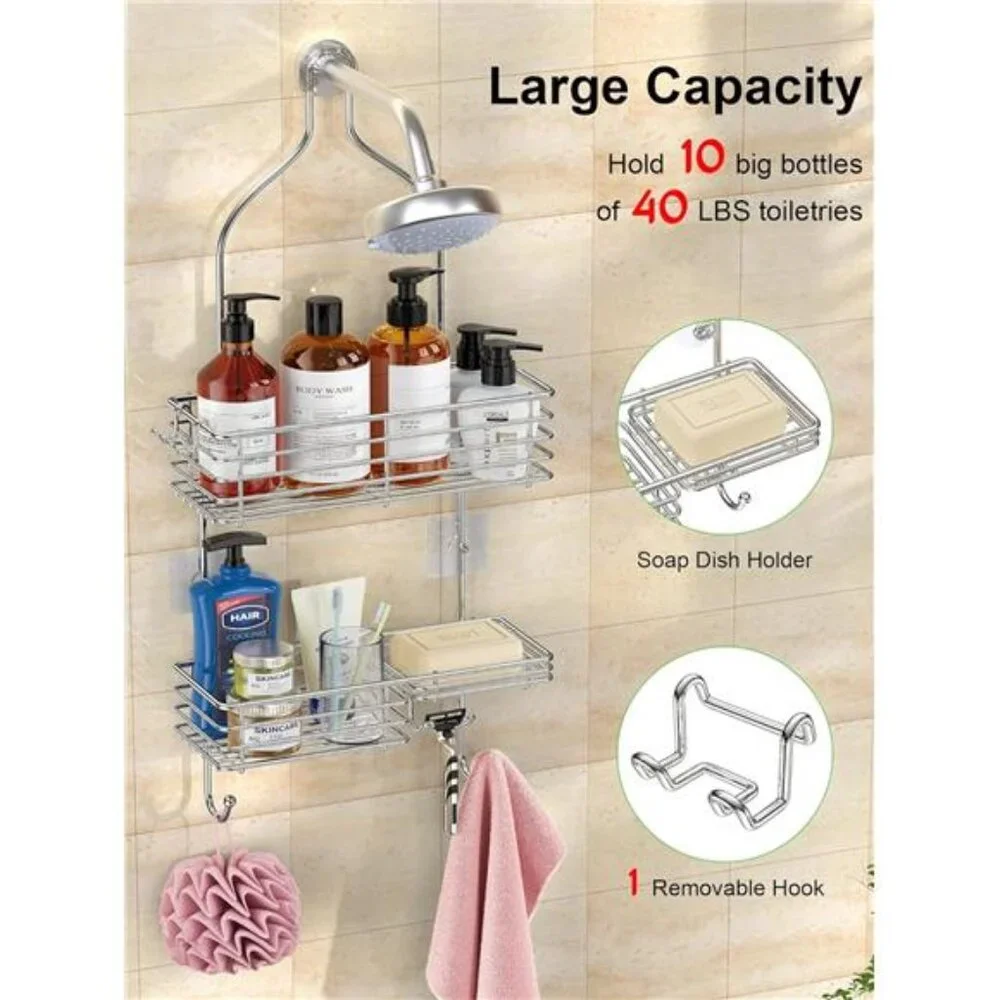 Hanging Shower Head Caddy, Rustproof Bathroom Shower Room Shelf